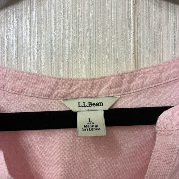 L.L. Bean Women's Coastal Washable Linen Shirt, Splitneck Baby Pink L - Picture 6 of 7
